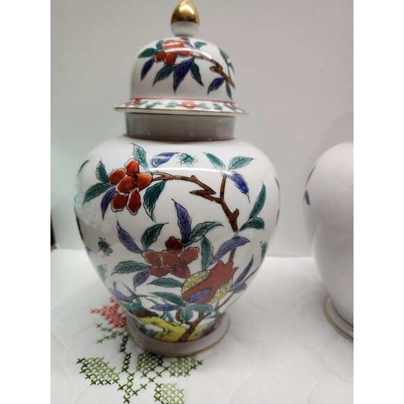 Andrea By Sadek Vintage Ginger Jars Vase w/Lid Numbered Japan 10" Floral Design - Picture 2 of 10